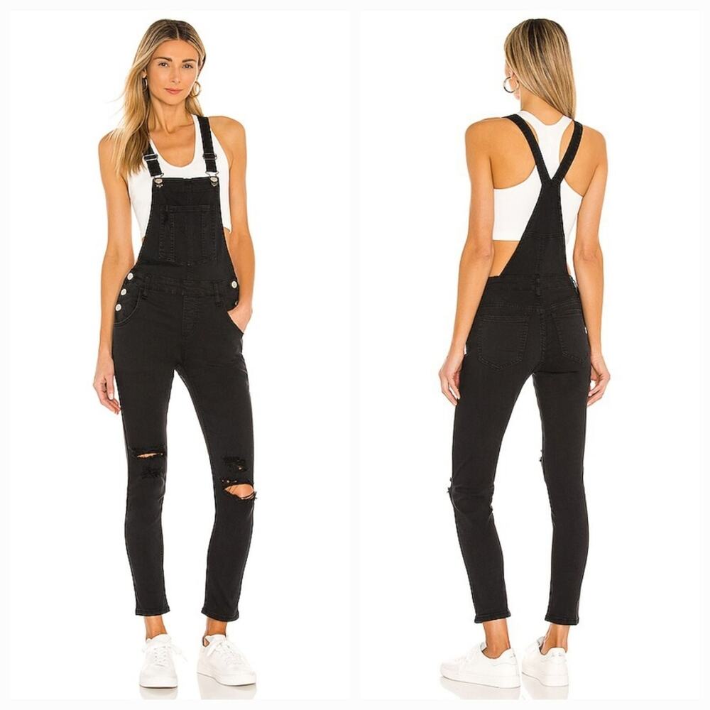 Superdown Gia Denim Overalls in Black Small